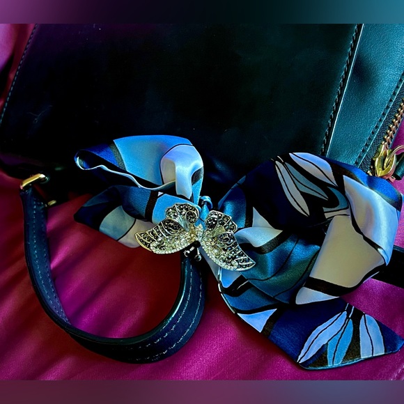 Kate Spade Black Crossbody Bag with Blue Scarf Accent - Picture 13 of 15